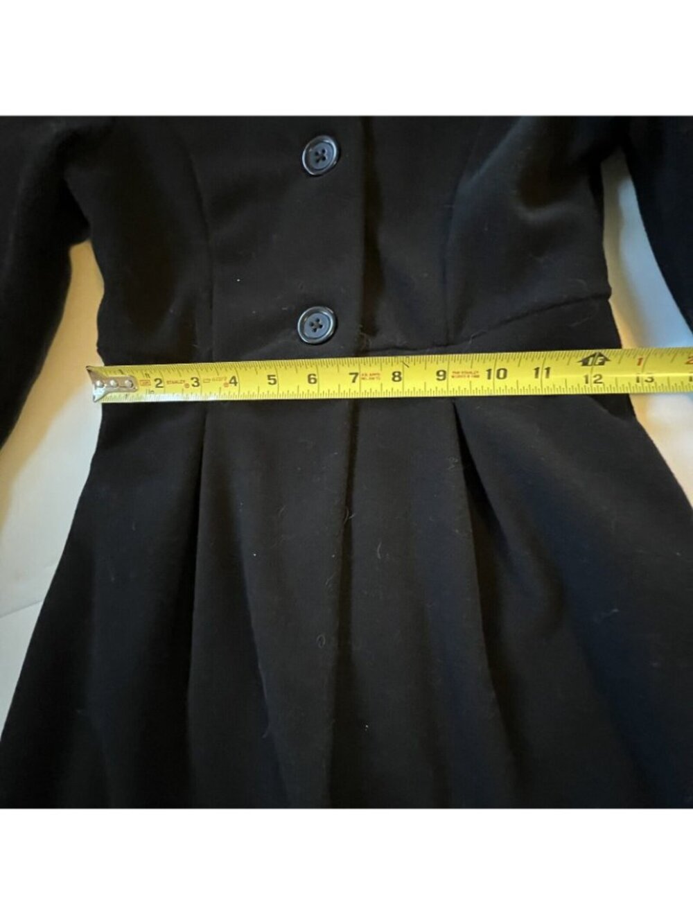Vtg Copper Key Black Coat Faux Fur Leopard Trim Collar Cuffs Girls 7/8 Pockets - Picture 10 of 13